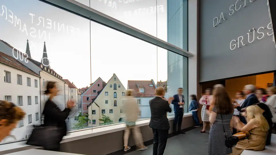 Window to the Old Town with a view of the Cathedral.