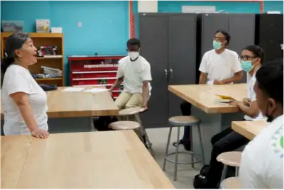 Cho and her students.